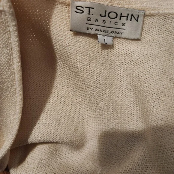 St. John cream knit draped cardigan size large